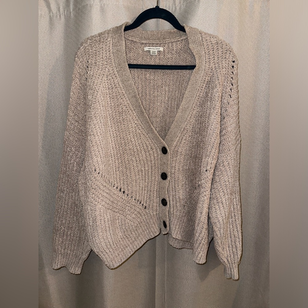 Tan/Brown American Eagle Cardigan. XL